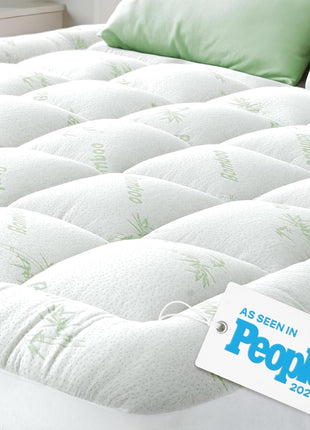 Ultra Soft Queen Size Mattress Topper   Viscose Made from Bamboo Pillow Top Mattress Pad for Back Pain Relief   Naturally Cooling for Hot Sleepers, Green