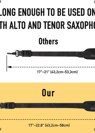 Upgraded Length Tenor Saxophone Neck Strap Soft Sax Leather Strap Padded for Alto and Tenor Saxophone