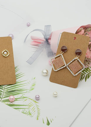 Twavang Earring Display Cards with 100Pcs Earring Holder Cards, 100 Pairs Clear Earring Backs and 100Pcs Self Adhesive Bags for Earrings Jewelry Display (Brown, 3.5 inch x 2 inch)