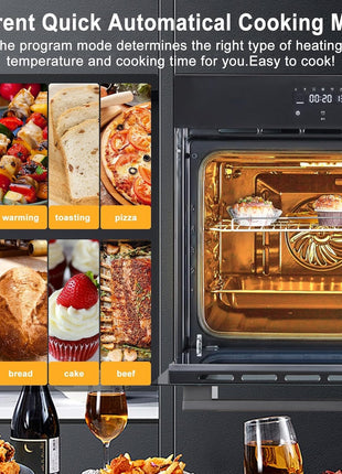 24 Inch Electric Single Wall Oven, 2.5 Cu.ft Built-in Convection System with 8 Cooking Functions in Stainless Steel, Touch Control