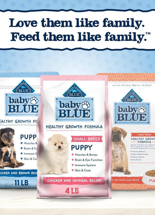 Blue Buffalo Dog Food, Chicken, Puppy, Small Breed | Healthy Growth Formula | With DHA | Oatmeal Recipe | 4-lb Bag Pack of 2