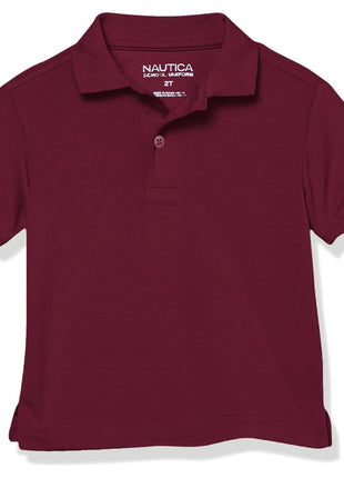 Nautica Boys' School Uniform Short Sleeve Polo Shirt, Button Closure, Moisture Wicking Performance Material, White, 14-16