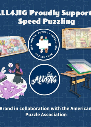 ALL4JIG 1500 Pieces Rotating Puzzle Board with 6 Drawers and Cover,24.92"x33.58"Portable Wooden Jigsaw Puzzle Table for Adults,Lazy Susan Spinning Puzzle Boards Gift for mom,Surface for Lego Building