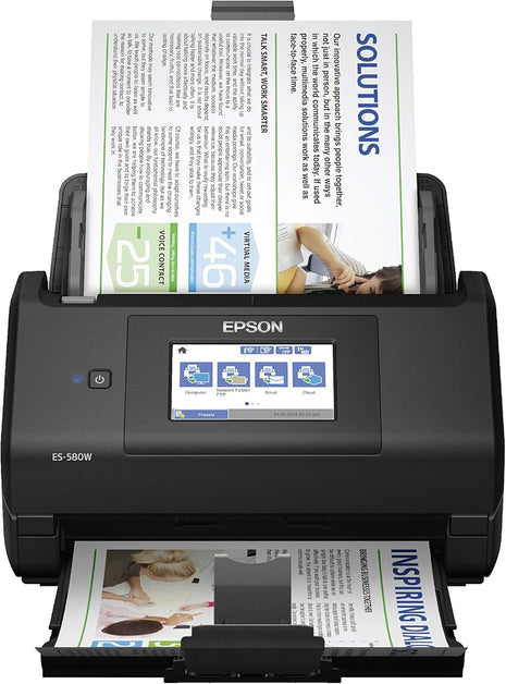 Epson Workforce ES-580W Wireless Color Duplex Desktop Document Scanner for PC and Mac with 100-sheet Auto Document Feeder (ADF) and Intuitive 4.3" Touchscreen. Full 1-Year Limited Warranty (Renewed)