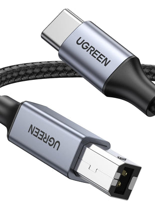 UGREEN USB B to USB C Printer Cable 3 FT, Nylon USB B to USBC Cable for MacBook Pro/Air, MIDI Cable Compatible with MIDI Keyboard/DJ Controller/DAC/Yamaha Casio Digital Piano for iPad