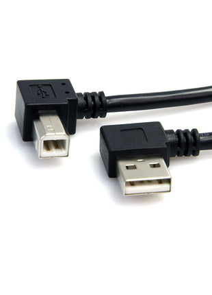 StarTech.com 91cm (3 ft.) / 91cm A Right Angle to B Right Angle USB Cable - 0.91m Right Angle USB 2.0 - 1x USB A 1x USB B - Black (USB2HAB2RA3)