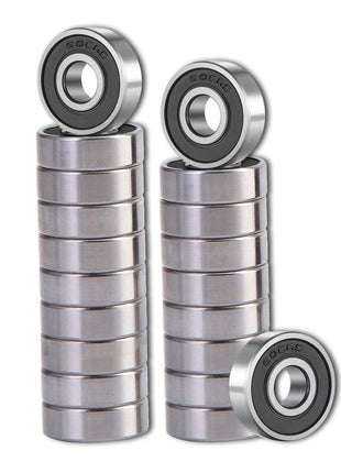 SHKI 20 Pcs 608 2RS Ball Bearings – Bearing Steel and Double Rubber Sealed Miniature Deep Groove Ball Bearings (8mm x 22mm x 7mm) (608 2RS)