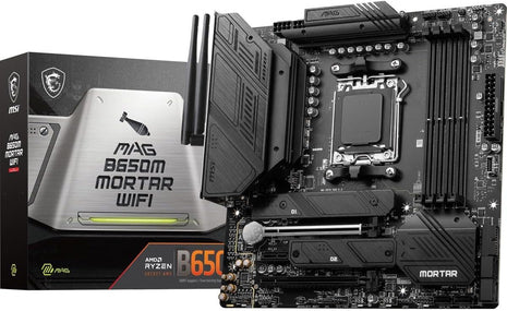 MSI MAG B650M Mortar WiFi Gaming Motherboard (AMD Ryzen 9000/8000/7000 Series Processors,AM5,DDR5,PCIe 4.0,M.2 Slots,SATA 6Gb/s,USB 3.2 Gen 2,HDMI/DP,Wi-Fi 6E,Bluetooth 5.3,2.5Gbps LAN,mATX)