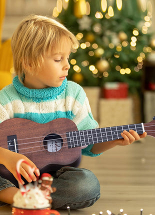 ADM Ukulele Beginner Kit Mahogany Hawaiian Wood Ukelele Bundle Ukalalee Set with Uke Free Starter Lessons for kids Students and Adults, Yellow Brown (Khaki, 21 inch)