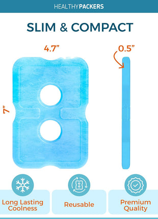 Healthy Packers Ice Packs for Lunch Boxes & Coolers - Freezer Packs - Original Cool Pack | Cooler Accessories for Beach, Camping & Fishing | Slim & Long-Lasting Reusable Ice Pack for Cooler