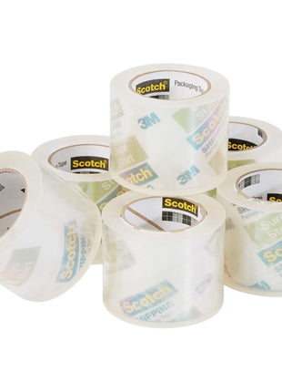 Scotch Sure Start Packing Tape, Clear, Quiet Unwind and Easy Start, 1.88 in. x 25 yd., 6 Tape Rolls, Designed for Packing, Shipping and Mailing, No Splitting or Tearing, 1.5 inch Core, Packaging May Vary