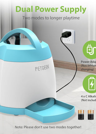 PETGEEK Automatic Dog Feeder Toy, Interactive Cat Dog Puzzle Toys Treat Dispensing, Electronic Dog Food Dispenser Remote Control, Safe ABS Material Pet Toy for All Breeds of Dogs Cats, Blue Color