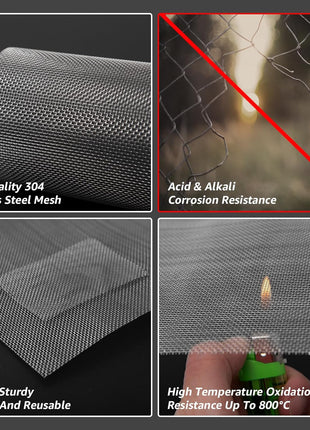 AMZDEPOT 6 Pack 12x8 Inch Stainless Steel Wire Mesh Screen for DIY Projects, Vent, Cage, Garden, Window, Filter - Never Rust