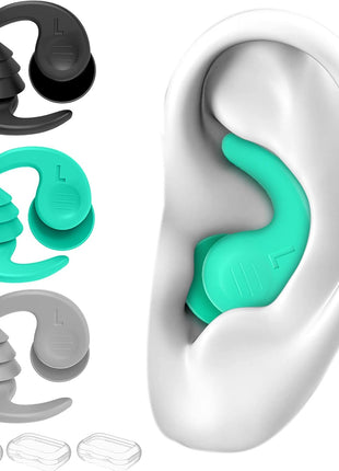 Swimming Ear Plugs for Adults,3 Pairs Waterproof Reusable Silicone Swim Earplugs for Swimming Surfing Snorkeling Showering and Water Pool,Beach,Ocean (Adults & Teens 14+)