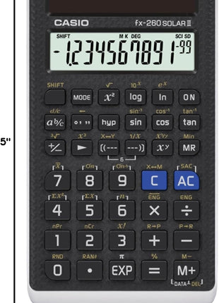 Casio fx-260 Solar II Scientific Calculator | 10-Digit Display | Fraction & Trig Functions | Ideal for Middle School, High School Math, Algebra, Trigonometry | Solar Powered