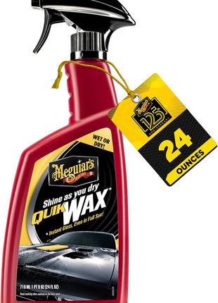 Meguiar's Quik Wax, Spray Wax for Car Detailing that Creates a Deep Shiny Look, Can Be Applied to Wet or Dried Paint and In Direct Sunlight, Moisture Rolls Off Waxed Paint, 24 Oz