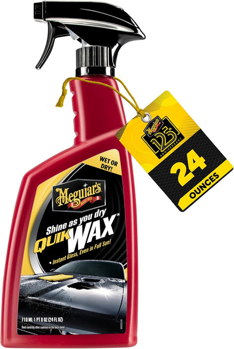 Meguiar's Quik Wax, Spray Wax for Car Detailing that Creates a Deep Shiny Look, Can Be Applied to Wet or Dried Paint and In Direct Sunlight, Moisture Rolls Off Waxed Paint, 24 Oz