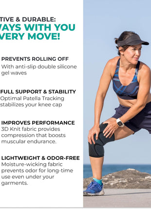 Modvel Compression Knee Brace for Women & Men, 2 Pack Knee Brace for Running Knee Pain, Knee Support Compression Sleeve, Workout Sports Knee Braces for Meniscus Tear, ACL & Arthritis Pain Relief
