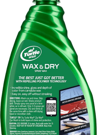 Turtle Wax 50834 1-Step Wax and Dry, Quick and Easiest Step to High Shine, for Cars, Trucks, Motorcycles and RVs, 26 oz. Double Pack with Microfiber Towel
