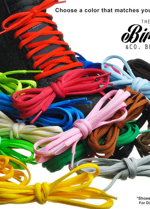 BIRCH's Oval Shoelaces 27 Colors Half Round 1/4 inch Shoe Laces 4 Different Lengths (45.5 inch (115cm) - L, Black)