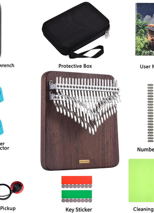 LingTing Kalimba 42 keys Solid Walnut Wood Thumb Piano Chromatic Mbira Finger Piano Gift for Adult Beginners Professional(LT-K42W,Moon Whisperer)