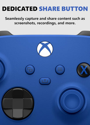 Xbox Wireless Controller Shock Blue - Wireless - Bluetooth - USB Series X, Series S, One, PC, Android, iOS, Tablet - Shock Blue