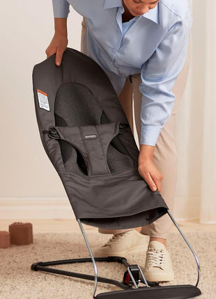 BabyBjörn Bouncer Balance Soft, Dark Gray, Woven/Jersey, Tri-Fabric | 2-in-1 Adjustable Baby Bouncer Seat and Toddler Chair, Newborn to Toddler (8-29 lbs), 4 Positions, Lightweight & Portable
