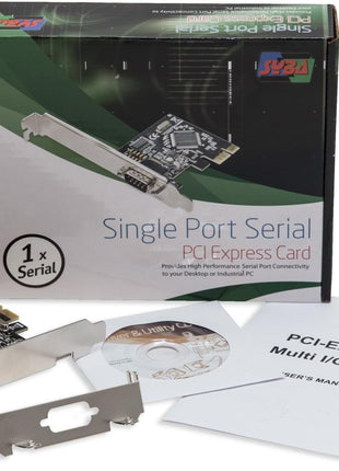 Single Port PCI Express x1 RS232 Serial Adapter Card - PCIe RS232 Serial Host Controller to Single Serial DB9 Port