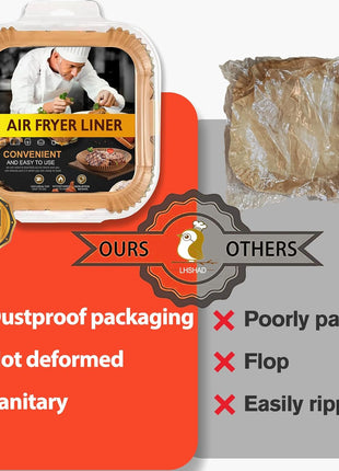 Air Fryer Liners Disposable 9 Inch, 9 inch Air Fryer Liners 125 Pcs Large Square Air Fryer Paper Liners for 5QT 6qt 8QT Air Fryer, Non-stick Parchment Paper for Frying, Baking