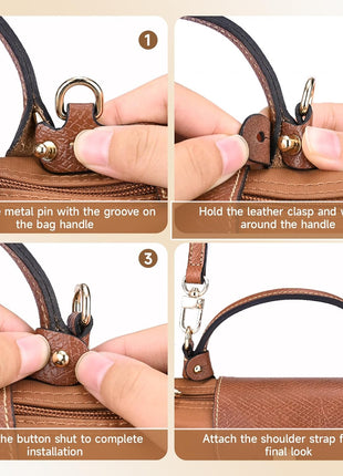Purse Straps Replacement, Leather Handbag Crossbody Shoulder Strap Kit Adjustable for Mini Longcamp Tote Bag Women