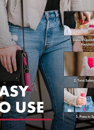 SABRE 3-in-1 Defense Spray – Pepper Spray, Tear Gas & UV Dye, Quick Release Keychain for Easy Carry, Finger Grip for Aim, 3X Longer Spray Time (Up to 10 Seconds), Max Police Strength, 0.54 fl oz