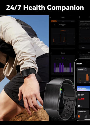 Smart Bracelet for Men Women, Activity Health Fitness Trackers with 60-Day Battery Life, 24/7 Continuous Heart Rate Blood Pressure SpO2 HRV Stress Sleep Monitor, 170+ Sports Modes, Sub-Free
