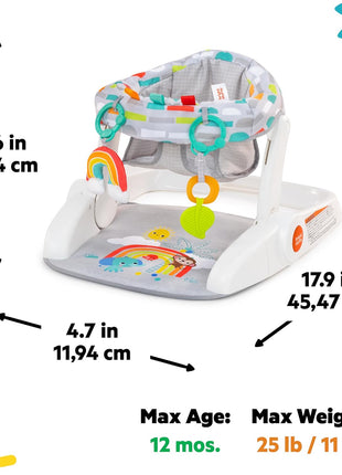 Bright Starts Learn-to-Sit Baby Floor Seat, 2-Positions Grow with Infant, Portable Baby Chair, Includes Sensory Toys, Unisex, 4-12 Months, Playful Paradise