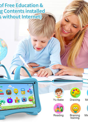 Trayoo Kids Tablet 7 Toddler Children's Learning Tablet with WiFi, YouTube, Parental Control, Durable Case Education Learning Apps for Boys Girls (Blue)