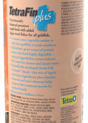 TetraFin Plus Goldfish Flakes 7.06 Ounces, Balanced Diet, With Algae To Promote Health