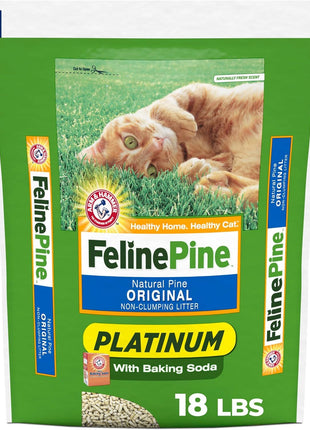 Feline Pine Platinum Non-Clumping Cat Litter, Feline Pine Cat Litter 18lb