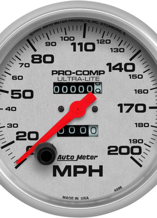 Auto Meter 4496 Ultra-Lite In-Dash Mechanical Speedometer,5.000 in.