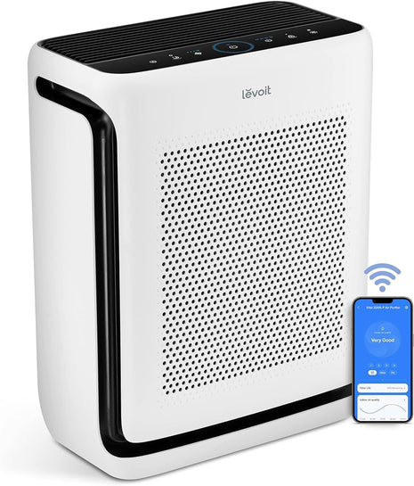 LEVOIT Air Purifiers for Home Large Room Up to 1875 Ft? with Washable Pre Filter, AHAM VERIFIDE, Air Quality Monitor, HEPA Sleep Mode for Allergies, Pet Hair in Bedroom, Vital 200S P, White