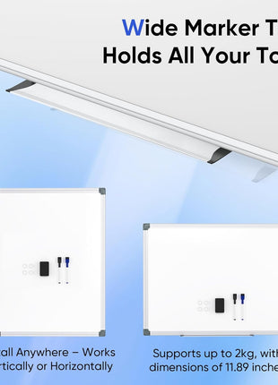 VUSIGN 24" x 18" Magnetic Whiteboard for Wall, Dry Erase Board with Silver Frame, Hanging White Board for Office, Home, School, Dorm – Includes Markers, Magnets & Eraser