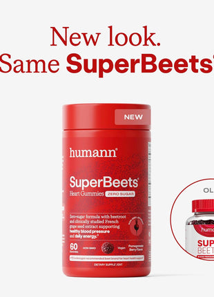 HumanN SuperBeets Heart Gummies Zero Sugar - Beet Gummy with Energy Support, Grape Seed Extract & Beetroot Powder - 60 Count (Pack of 3)