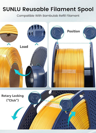 SUNLU Silk PLA Filament 1.75mm 2025 Upgrade Spool Compatible with Bambulab Refill Filament, 1kg(2.2lbs) PLA 3D Printer Filament, 1.75mm Dimensional Accuracy  0.02mm, Silver