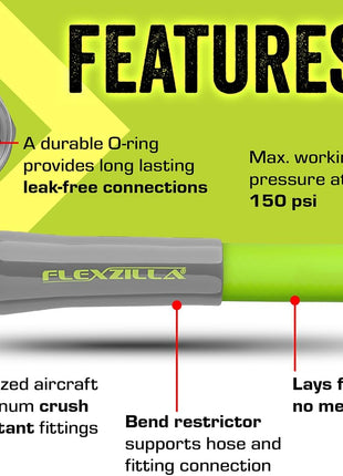 Flexzilla Garden Hose 5/8 in. x 50 ft., Lightweight All-Weather Water Hose, Durable and Flexible, Leak-Free Connections
