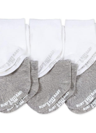 Burt's Bees Baby Baby Socks Ankle or Crew Height Made with Soft Organic Cotton - 6 Packs With Non-Slip Grips for Babies and Newborn Babies
