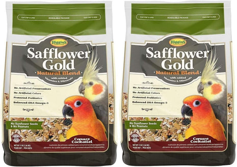 Higgins 2 Pack of Safflower Gold Natural Blend Conure and Cockatiel Food, 3 Pounds Each