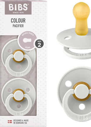 BIBS Pacifiers Colour Collection | Natural Rubber Baby Pacifier | Set of 2 BPA-Free Soothers | Made in Denmark | 0+ Months (Pack of 2) | Dusty Blue/Steel Blue
