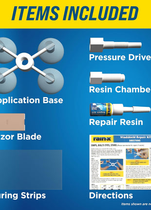 Rain-X 600001 Windshield Repair Kit - Quick and Easy Durable Resin Based Windshield Repair Kit for Chips and Cracks, Good for Round Damage Below 1 inch in Diameter and Cracks Smaller Than 12 inch in Length