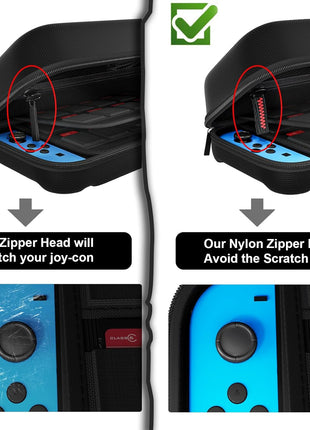 daydayup Switch Carrying Case Compatible with Nintendo Switch/Switch OLED, with 20 Games Cartridges Protective Hard Shell Travel Carrying Case Pouch for Console & Accessories, Black