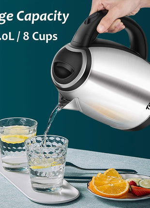TOPWIT 2.0L Stainless Steel Electric Kettle, Rapid Boiling Hot Water Kettle | BPA-Free, No Plastic Contact, Electric Tea Kettle with Auto Shut-off and Boil-dry Protection for Home & Office