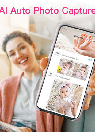 Simyke Smart Video Baby Monitor with Camera and Audio,Dual Mode,WiFi On/Off Switch,2.8inch Display,App,1080p Camera,1500ft Long Range,Night Vision,2-Way Talk,AI Baby Growth Album Function