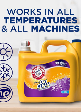 ARM & HAMMER Plus OxiClean Odor Blasters Liquid Laundry Detergent | Fresh Burst Scent, 128 Loads, 166.5 fl oz